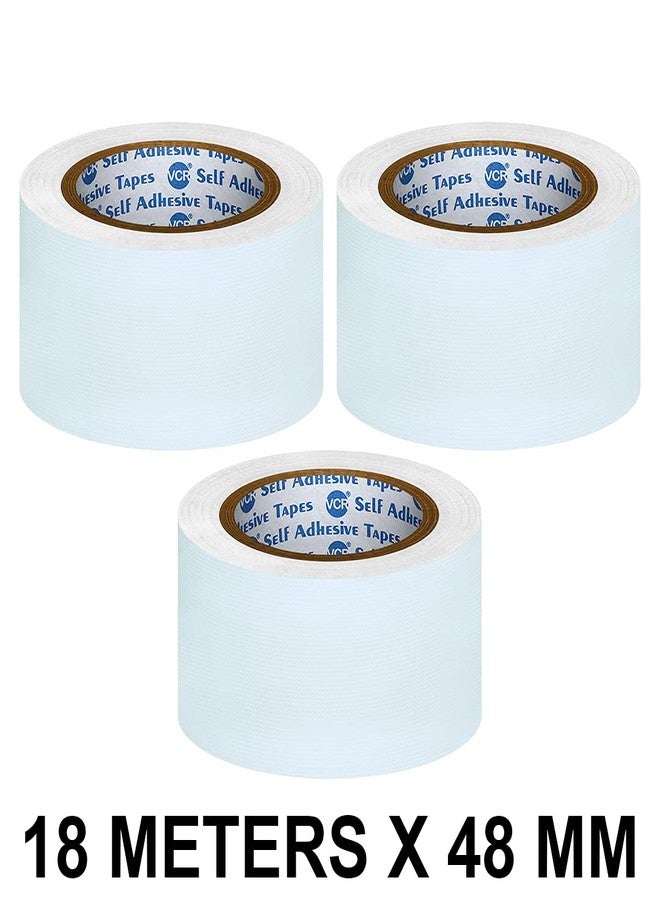 VCR White Duct Tape - 18 Meters in Length 48mm / 2" Width - 3 Rolls Per Pack - Strong Book Binding Tape - Waterproof Heavy Duty Duct Tape - Image 2